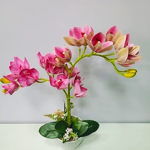 Cymbidium Orchid Artificial Flower Arrangements Premium
